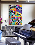 Multicolor Artextured Retro Pop Beats | Colorful Cassette & Boombox Pop Art Painting - Artwallpainting