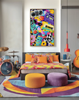 Multicolor Artextured Retro Pop Beats | Colorful Cassette & Boombox Pop Art Painting - Artwallpainting