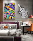 Multicolor Artextured Retro Pop Beats | Colorful Cassette & Boombox Pop Art Painting - Artwallpainting
