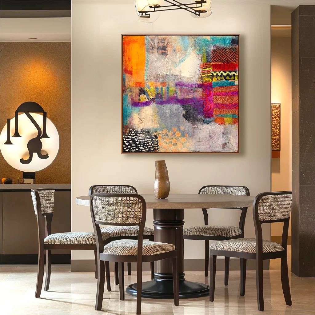 Multicolor Artextured Vibrant Mosaic Dreams | Abstract Textured Mixed-Media Painting - Artwallpainting