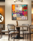 Multicolor Artextured Vibrant Mosaic Dreams | Abstract Textured Mixed-Media Painting - Artwallpainting