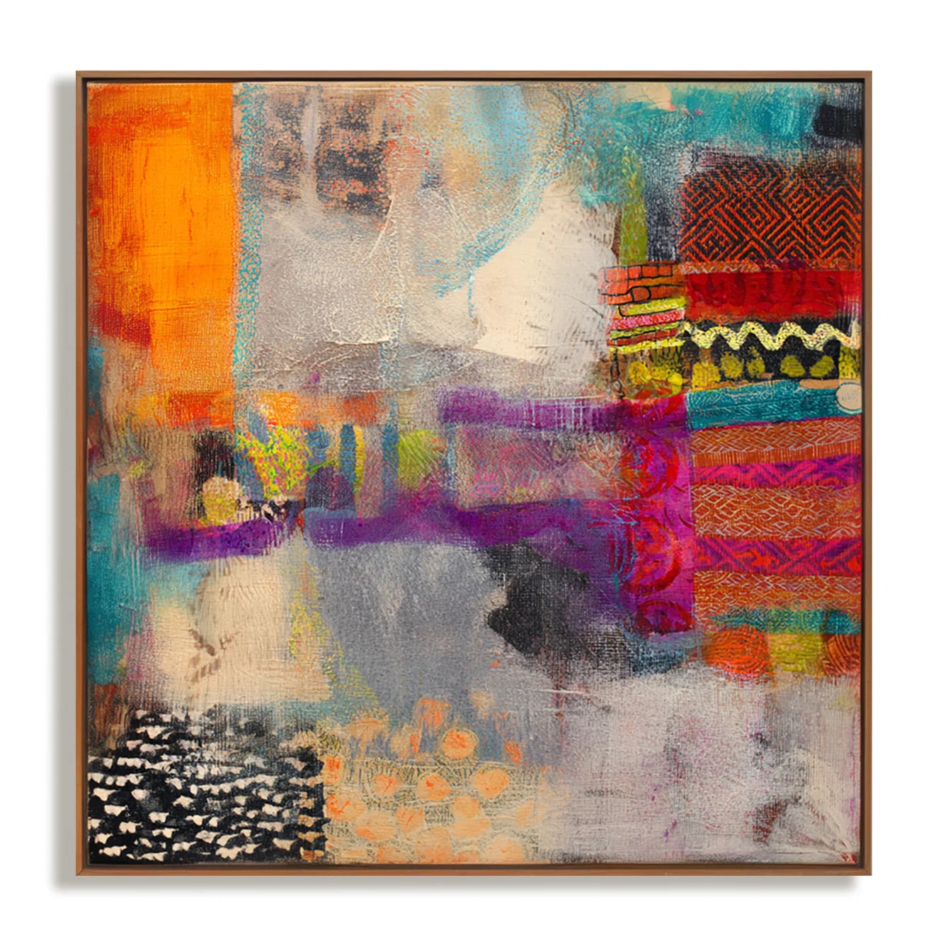 Multicolor Artextured Vibrant Mosaic Dreams | Abstract Textured Mixed-Media Painting - Artwallpainting