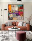 Multicolor Artextured Vibrant Mosaic Dreams | Abstract Textured Mixed-Media Painting - Artwallpainting