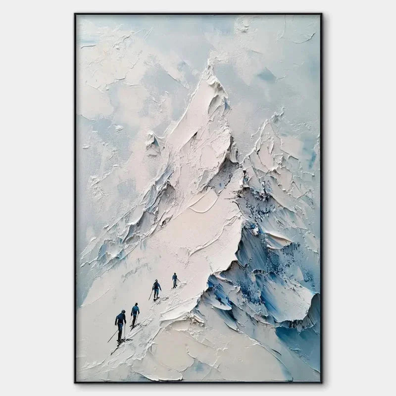 Multicolor Ascent Textured Mountain Climbing Oil Painting Wall Art - Artwallpainting