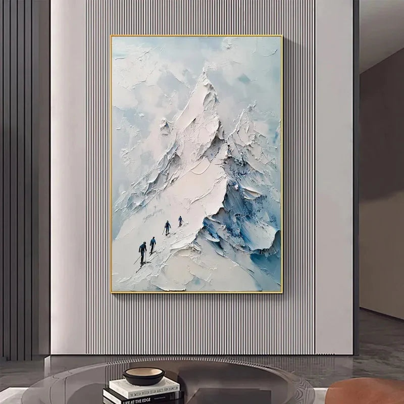 Multicolor Ascent Textured Mountain Climbing Oil Painting Wall Art - Artwallpainting