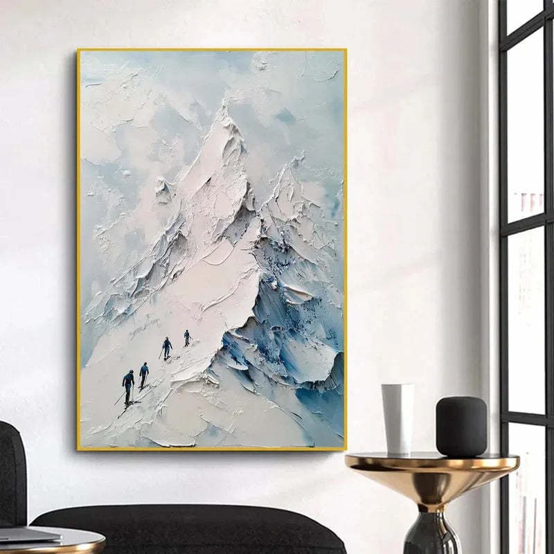 Multicolor Ascent Textured Mountain Climbing Oil Painting Wall Art - Artwallpainting