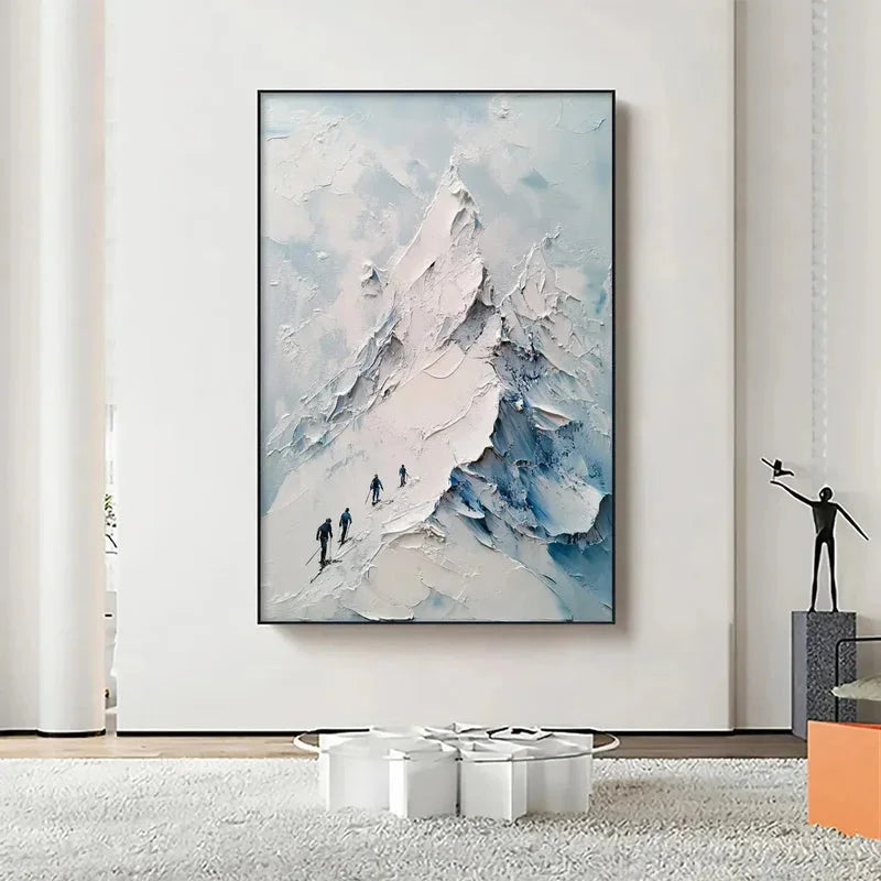 Multicolor Ascent Textured Mountain Climbing Oil Painting Wall Art - Artwallpainting