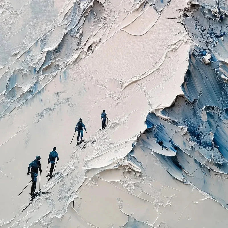 Multicolor Ascent Textured Mountain Climbing Oil Painting Wall Art - Artwallpainting