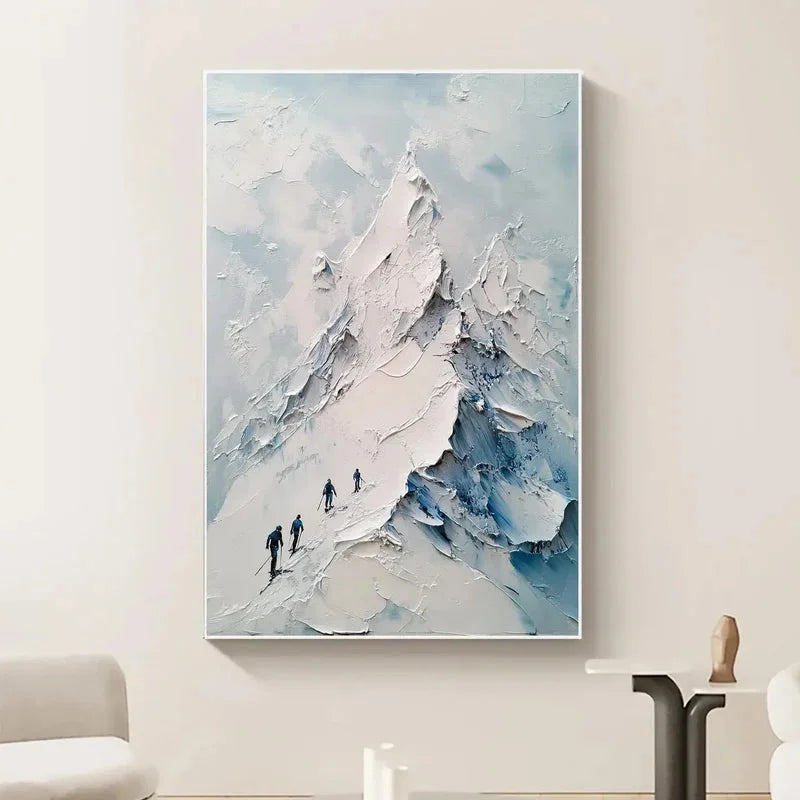 Multicolor Ascent Textured Mountain Climbing Oil Painting Wall Art - Artwallpainting