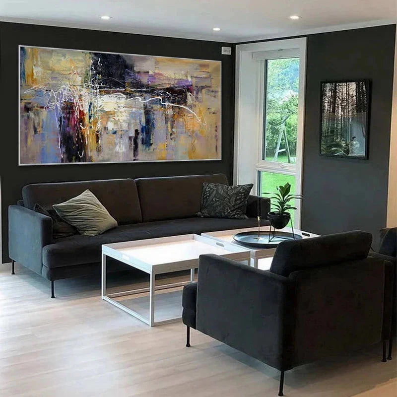 Multicolor Asymmetrical Reflection-Abstract Color Symphony Texture Oil Painting Wall Art - Artwallpainting