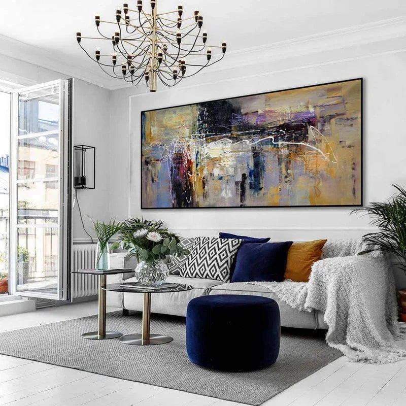 Multicolor Asymmetrical Reflection-Abstract Color Symphony Texture Oil Painting Wall Art - Artwallpainting