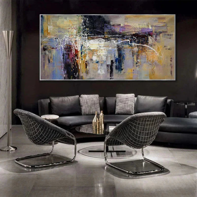 Multicolor Asymmetrical Reflection-Abstract Color Symphony Texture Oil Painting Wall Art - Artwallpainting