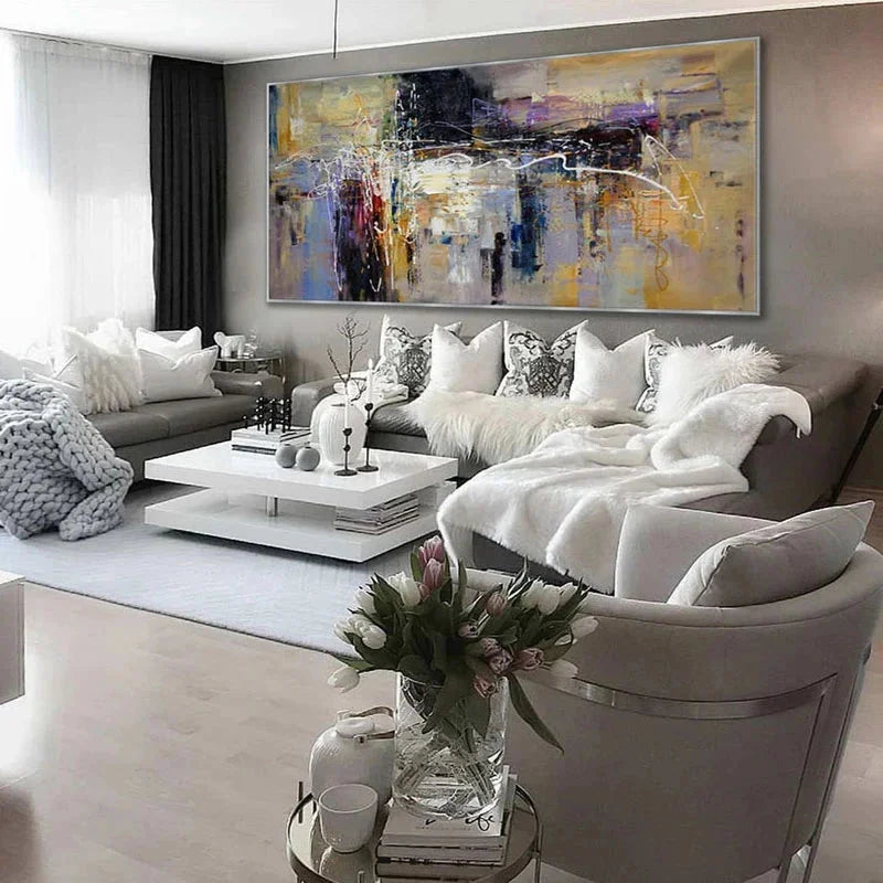 Multicolor Asymmetrical Reflection-Abstract Color Symphony Texture Oil Painting Wall Art - Artwallpainting