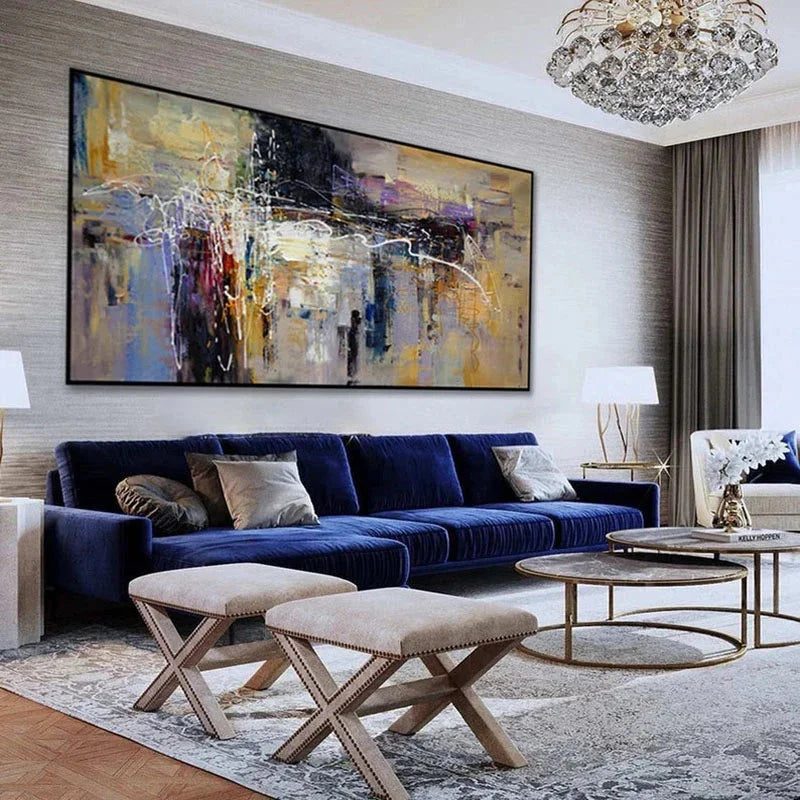 Multicolor Asymmetrical Reflection-Abstract Color Symphony Texture Oil Painting Wall Art - Artwallpainting