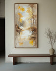 Multicolor Autumn Reflection - Vertical Textured Landscape Oil Painting - Artwallpainting