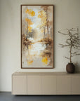 Multicolor Autumn Reflection - Vertical Textured Landscape Oil Painting - Artwallpainting