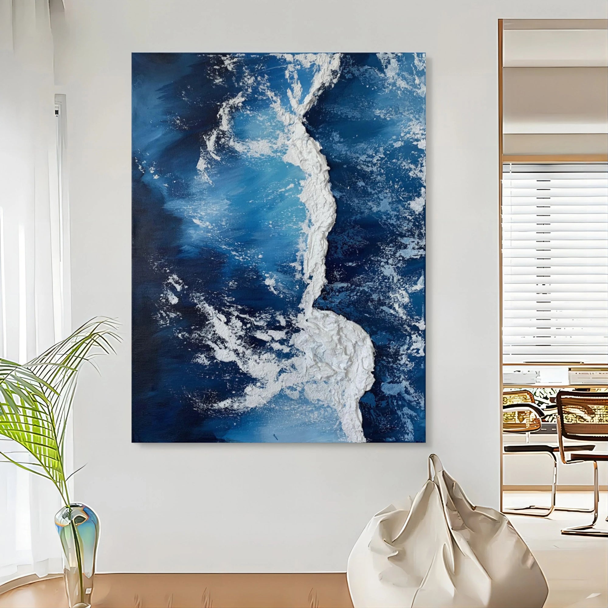 Multicolor Azure Cascade Symphony Canvas Painting For Home Decoration - Artwallpainting