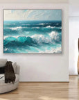 Multicolor Azure Symphony - Abstract Ocean Wave Painting - Artwallpainting