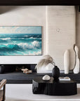 Multicolor Azure Symphony - Abstract Ocean Wave Painting - Artwallpainting