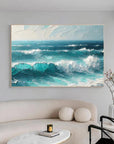 Multicolor Azure Symphony - Abstract Ocean Wave Painting - Artwallpainting