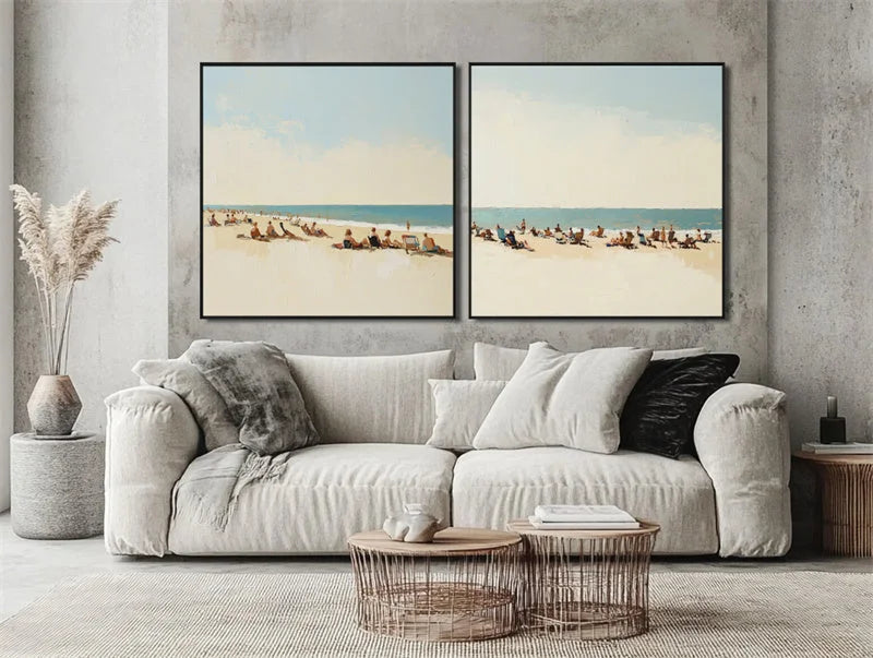 Multicolor Beach Days Seaside Duo Art - Artwallpainting