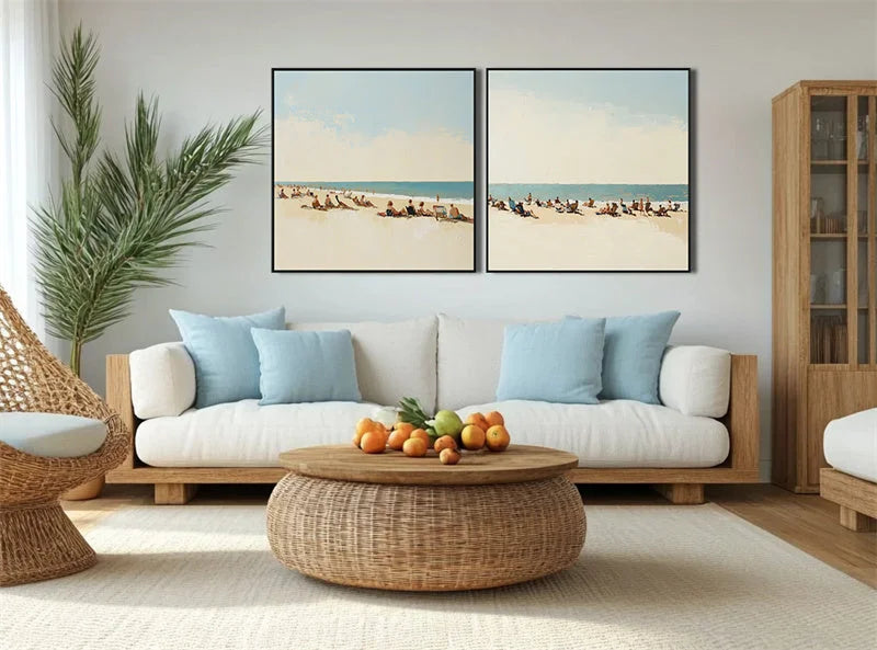 Multicolor Beach Days Seaside Duo Art - Artwallpainting
