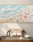 Multicolor Beachside Bliss Textured Coastal Scene Art - Artwallpainting