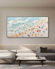 Multicolor Beachside Bliss Textured Coastal Scene Art - Artwallpainting