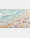Multicolor Beachside Bliss Textured Coastal Scene Art - Artwallpainting