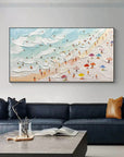 Multicolor Beachside Bliss Textured Coastal Scene Art - Artwallpainting