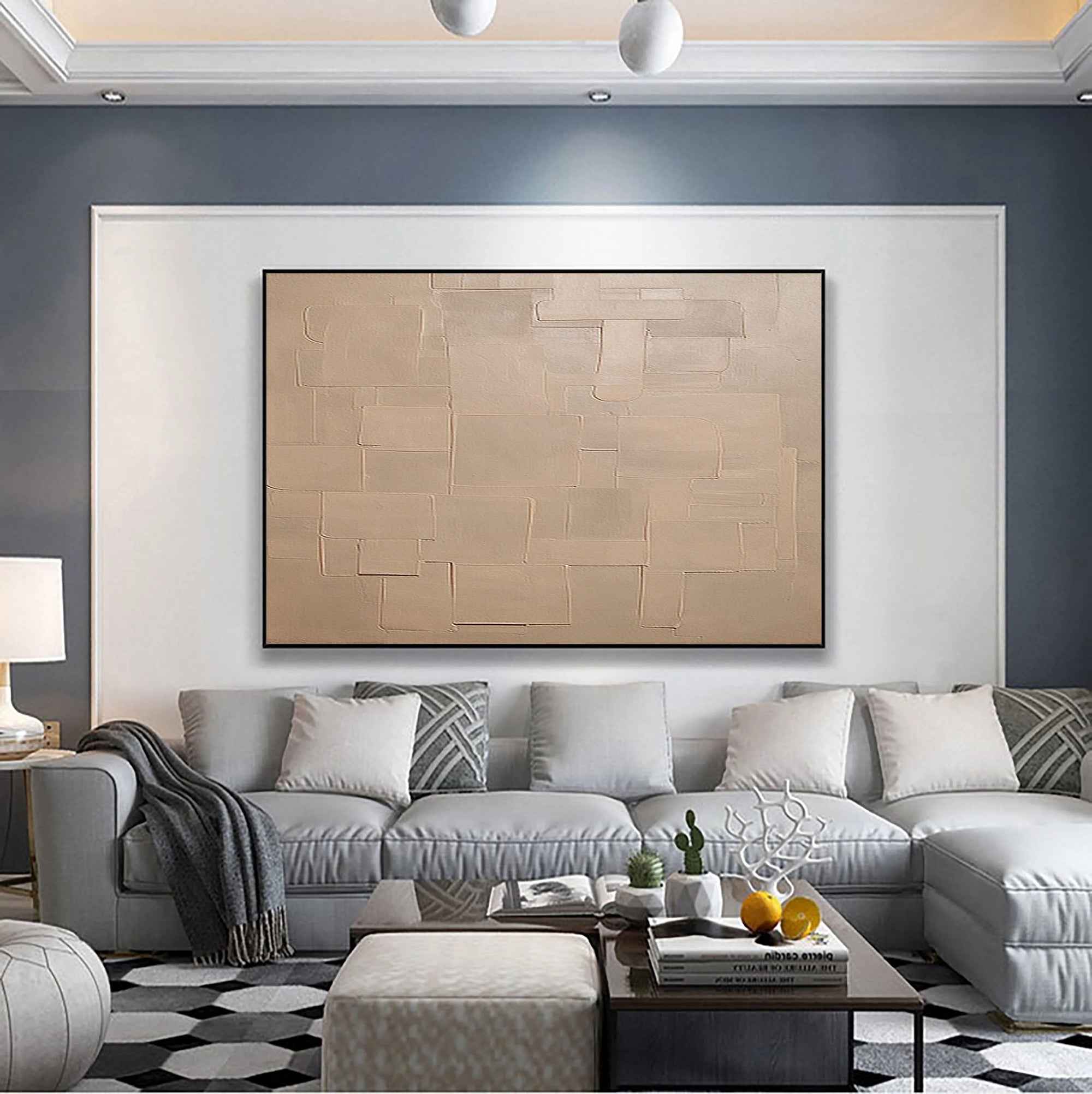 Multicolor Beige Geometry In Texture - Artwallpainting