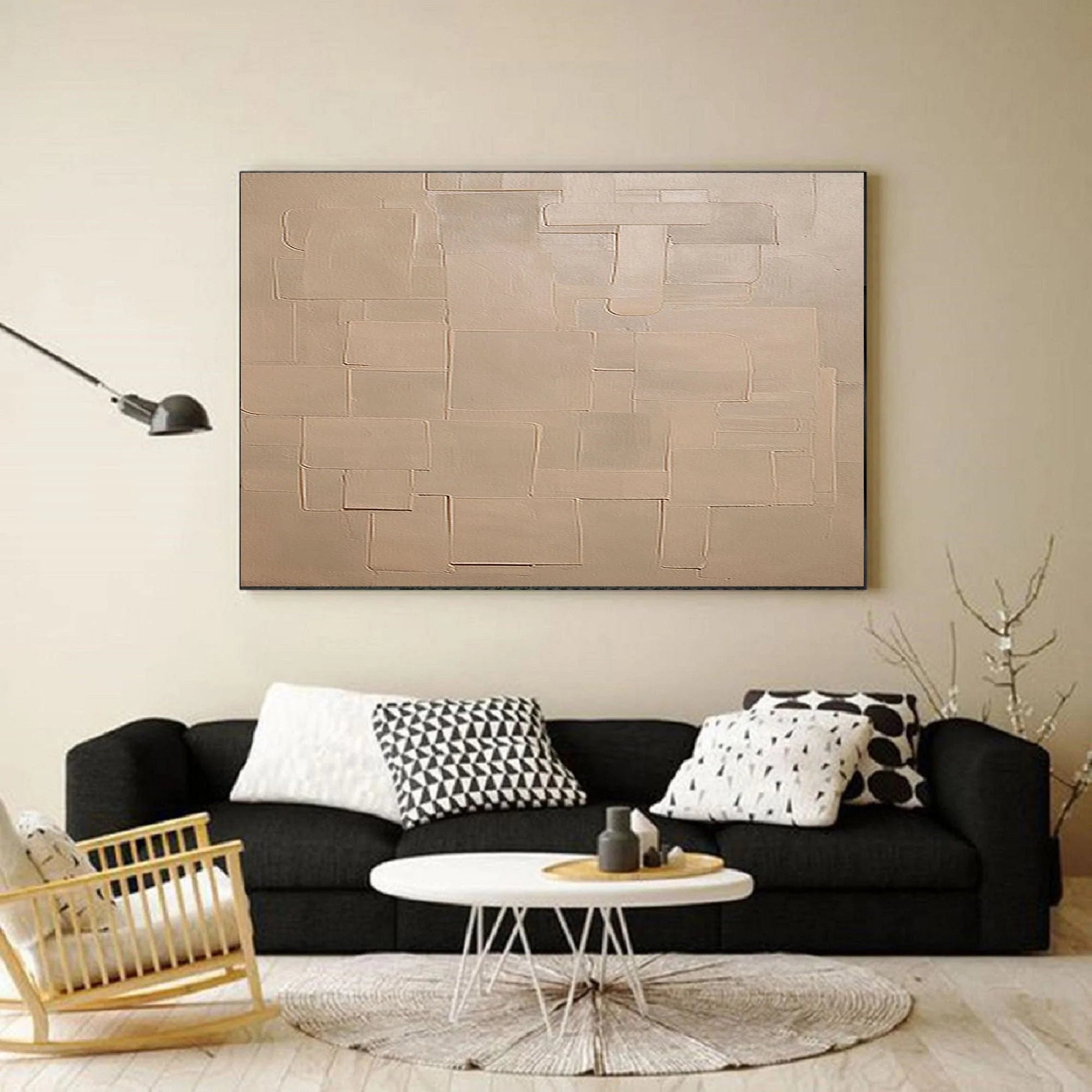 Multicolor Beige Geometry In Texture - Artwallpainting