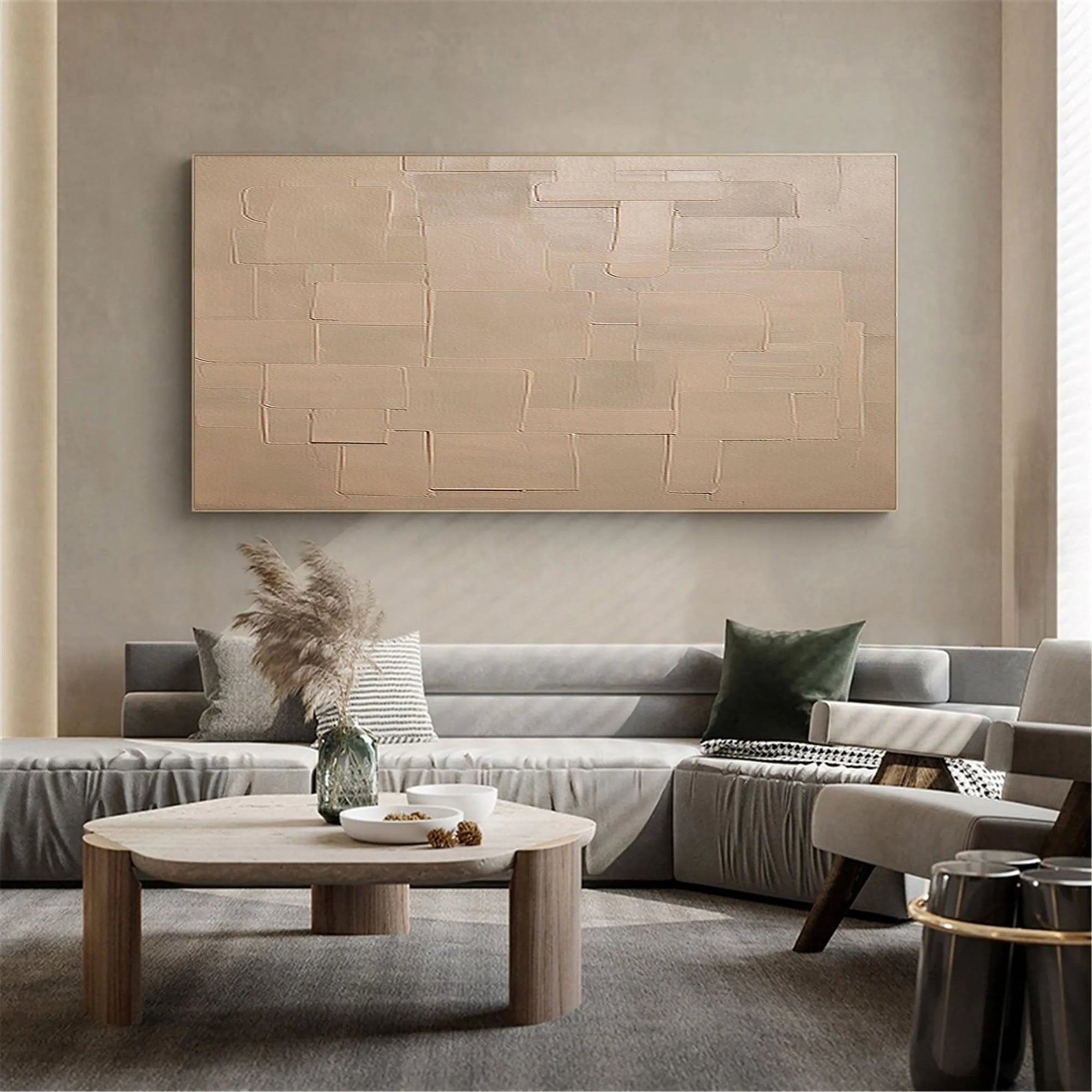 Multicolor Beige Geometry In Texture - Artwallpainting