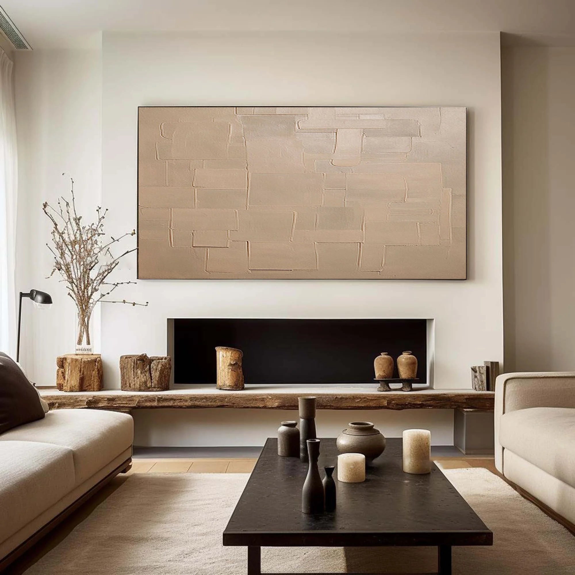 Multicolor Beige Geometry In Texture - Artwallpainting