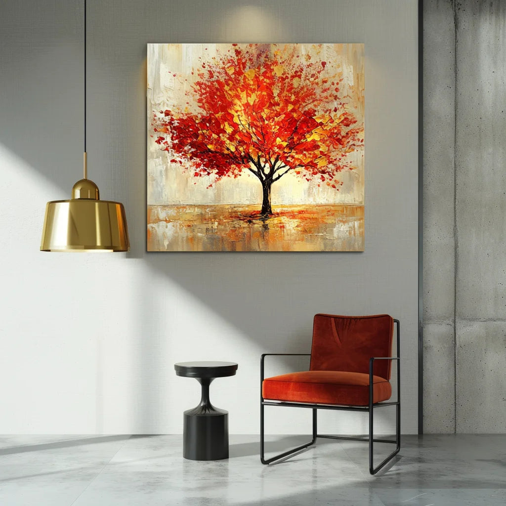 Multicolor Blaze Of Autumn-Modern Autumn Red Maple Tree Texture Oil Painting Wall Art - Artwallpainting