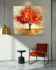 Multicolor Blaze Of Autumn-Modern Autumn Red Maple Tree Texture Oil Painting Wall Art - Artwallpainting