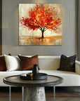 Multicolor Blaze Of Autumn-Modern Autumn Red Maple Tree Texture Oil Painting Wall Art - Artwallpainting