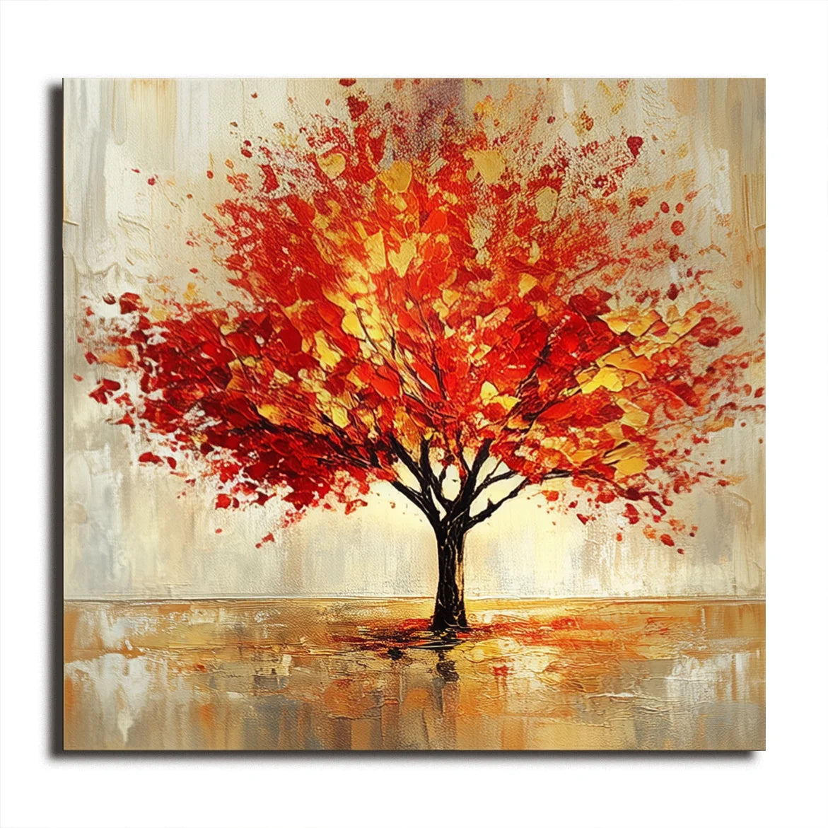 Multicolor Blaze Of Autumn-Modern Autumn Red Maple Tree Texture Oil Painting Wall Art - Artwallpainting