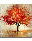 Multicolor Blaze Of Autumn-Modern Autumn Red Maple Tree Texture Oil Painting Wall Art - Artwallpainting