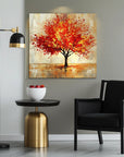 Multicolor Blaze Of Autumn-Modern Autumn Red Maple Tree Texture Oil Painting Wall Art - Artwallpainting