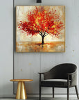 Multicolor Blaze Of Autumn-Modern Autumn Red Maple Tree Texture Oil Painting Wall Art - Artwallpainting