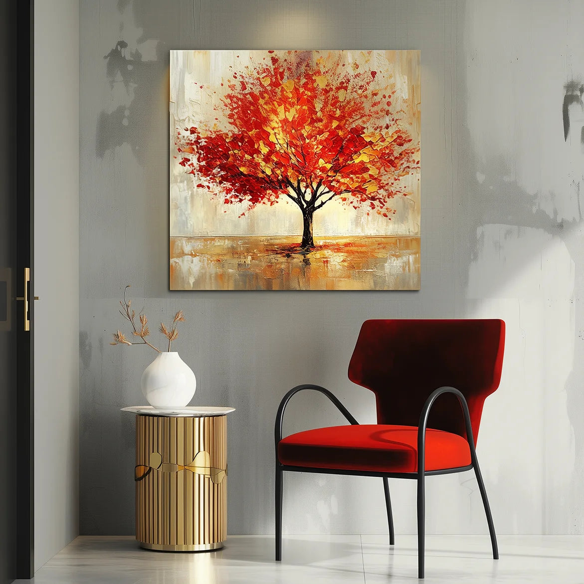 Multicolor Blaze Of Autumn-Modern Autumn Red Maple Tree Texture Oil Painting Wall Art - Artwallpainting