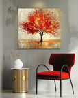 Multicolor Blaze Of Autumn-Modern Autumn Red Maple Tree Texture Oil Painting Wall Art - Artwallpainting