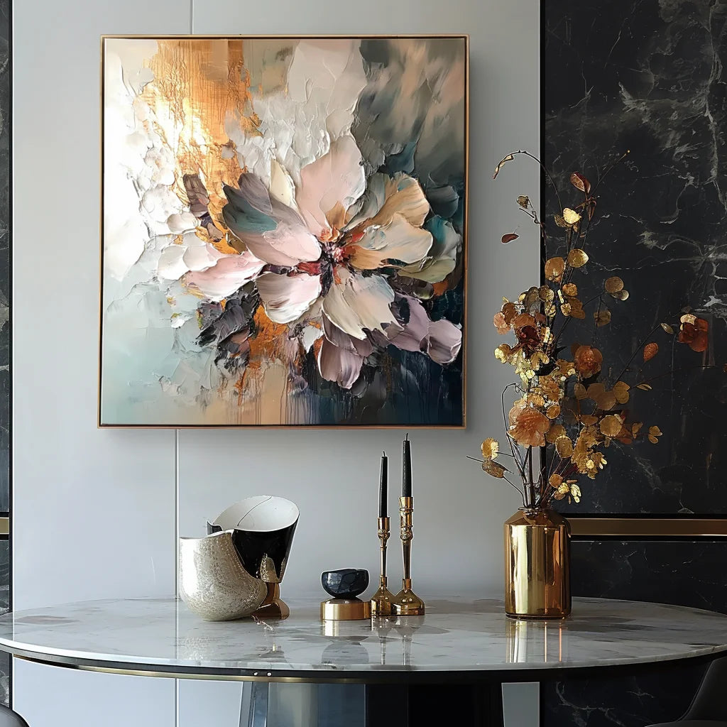 Multicolor Bloom - Impasto Textured Floral Canvas Wall Art For Living Rooms, Bedrooms - Artwallpainting