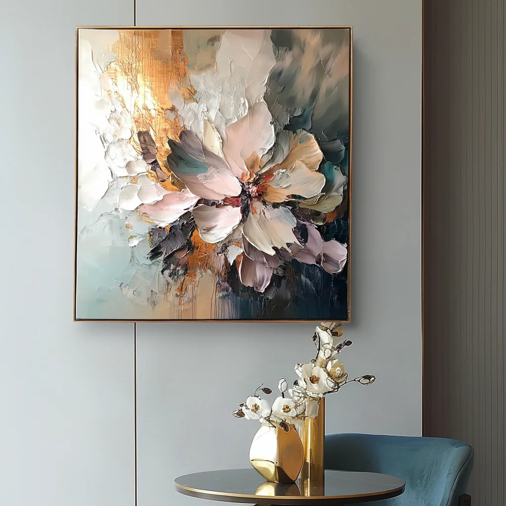 Multicolor Bloom - Impasto Textured Floral Canvas Wall Art For Living Rooms, Bedrooms - Artwallpainting