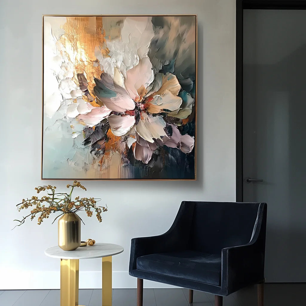 Multicolor Bloom - Impasto Textured Floral Canvas Wall Art For Living Rooms, Bedrooms - Artwallpainting