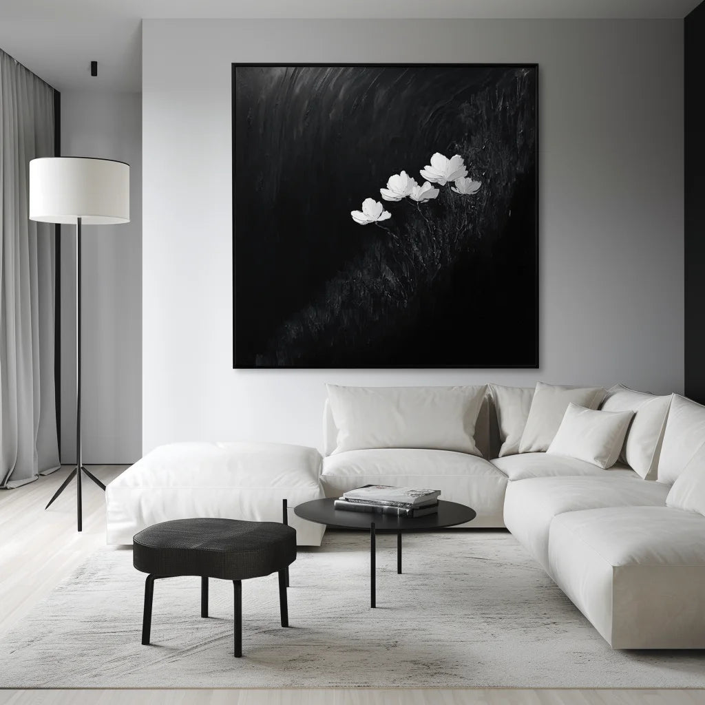 Multicolor Bloom In Darkness Canvas-Minimalist Thick Painting Abstract Wall Art - Artwallpainting