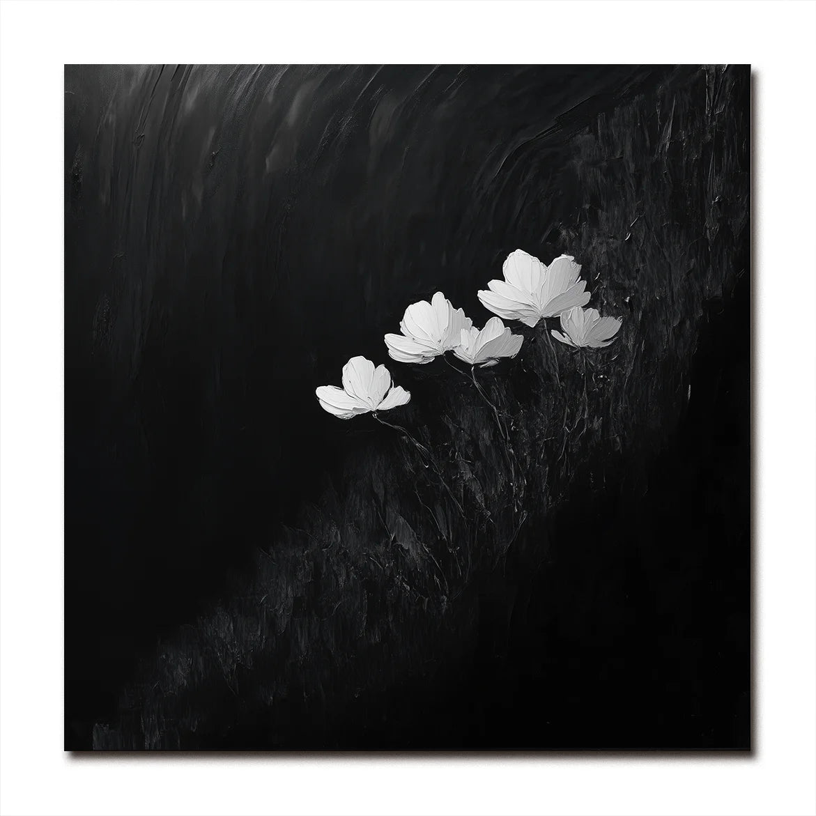 Multicolor Bloom In Darkness Canvas-Minimalist Thick Painting Abstract Wall Art - Artwallpainting