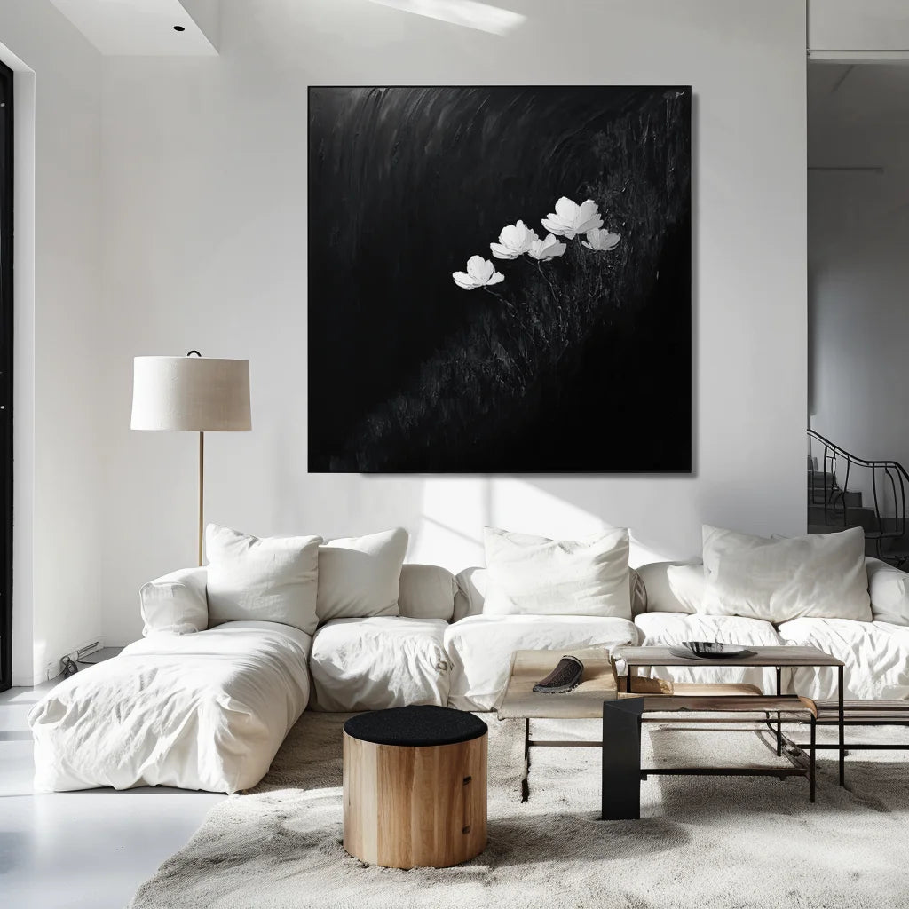 Multicolor Bloom In Darkness Canvas-Minimalist Thick Painting Abstract Wall Art - Artwallpainting