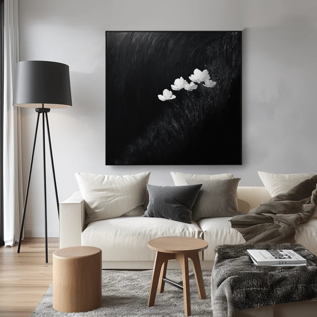Multicolor Bloom In Darkness Canvas-Minimalist Thick Painting Abstract Wall Art - Artwallpainting